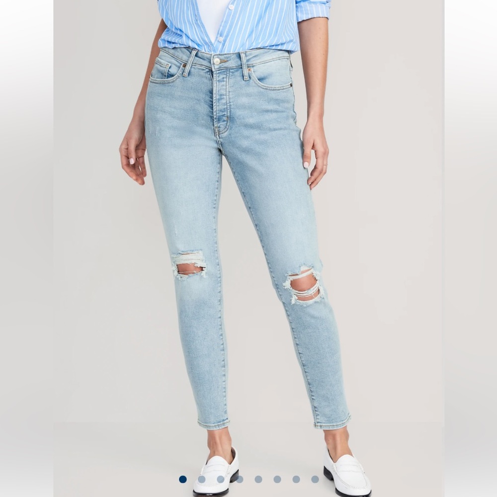 2 Pairs of Ripped Skinny Jeans, Light Blue, Size 28, 29